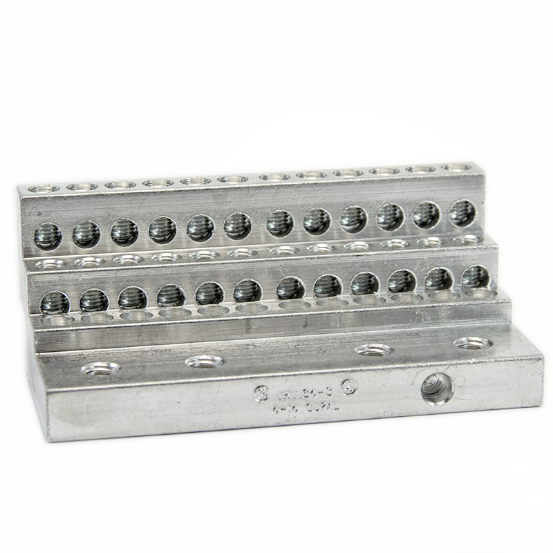 (36)  thirty six 4-14 wire holes lug for power distribution, power collection, structure grounding, floating ground or neutral bar applications.